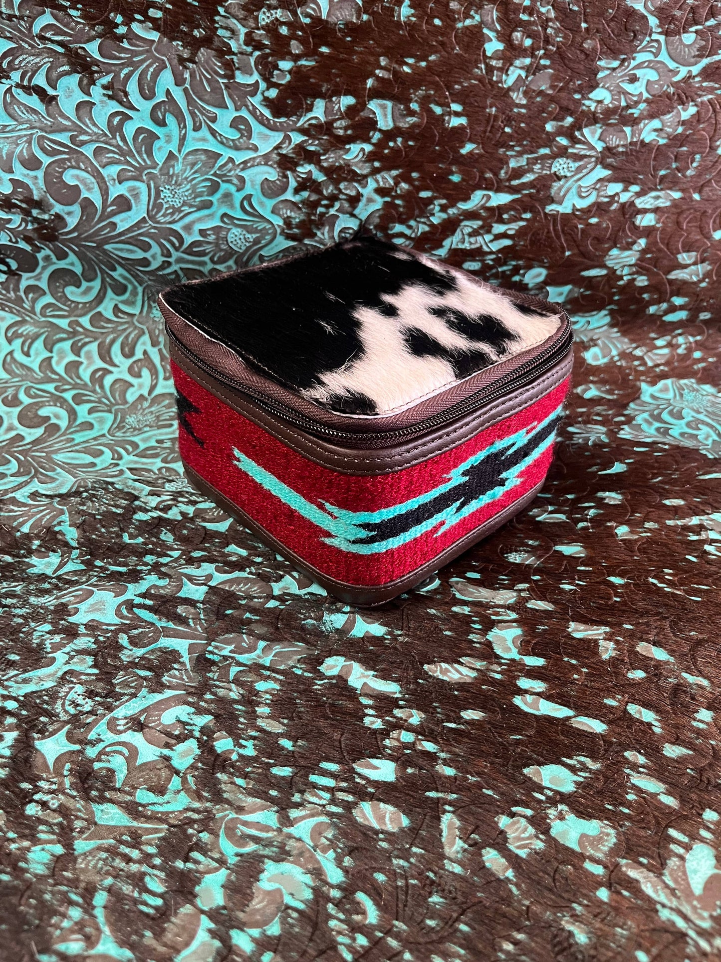 Cowhide & Saddle Jewelry box