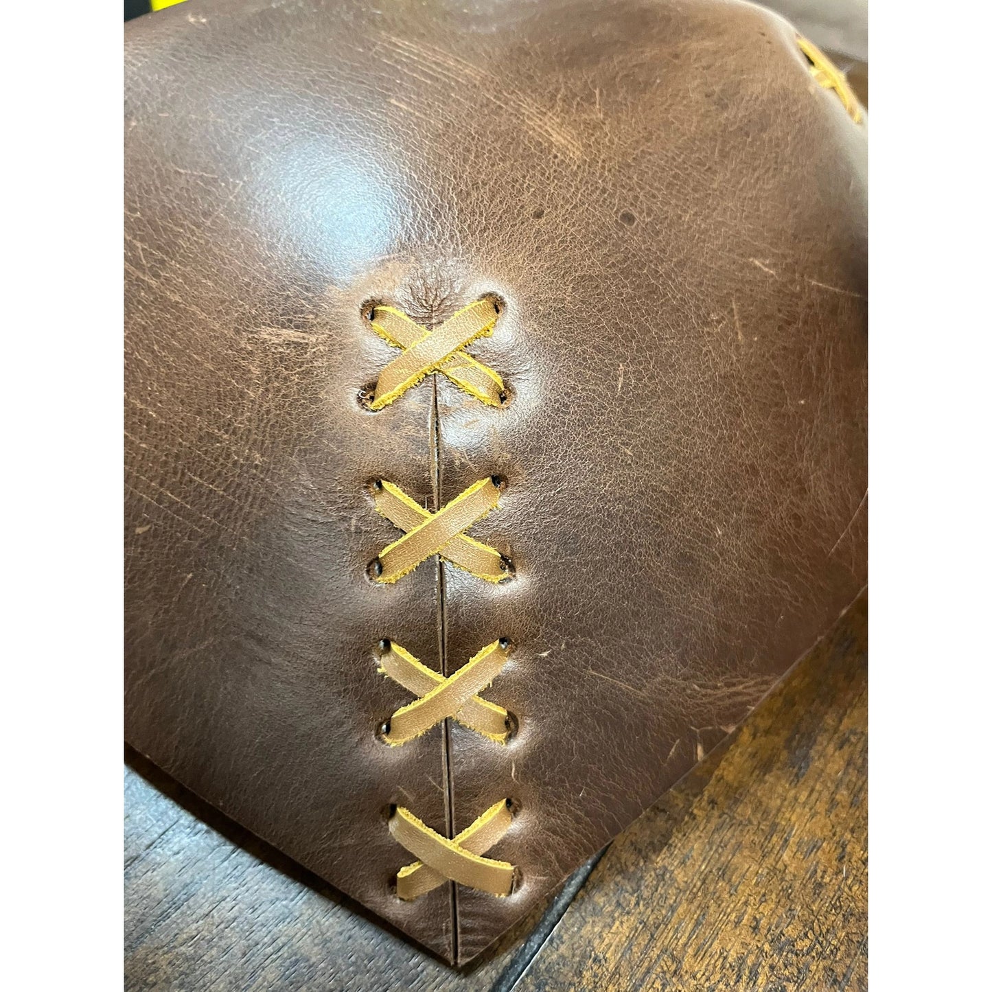 Cross Stitched Large Cowhide Bowl