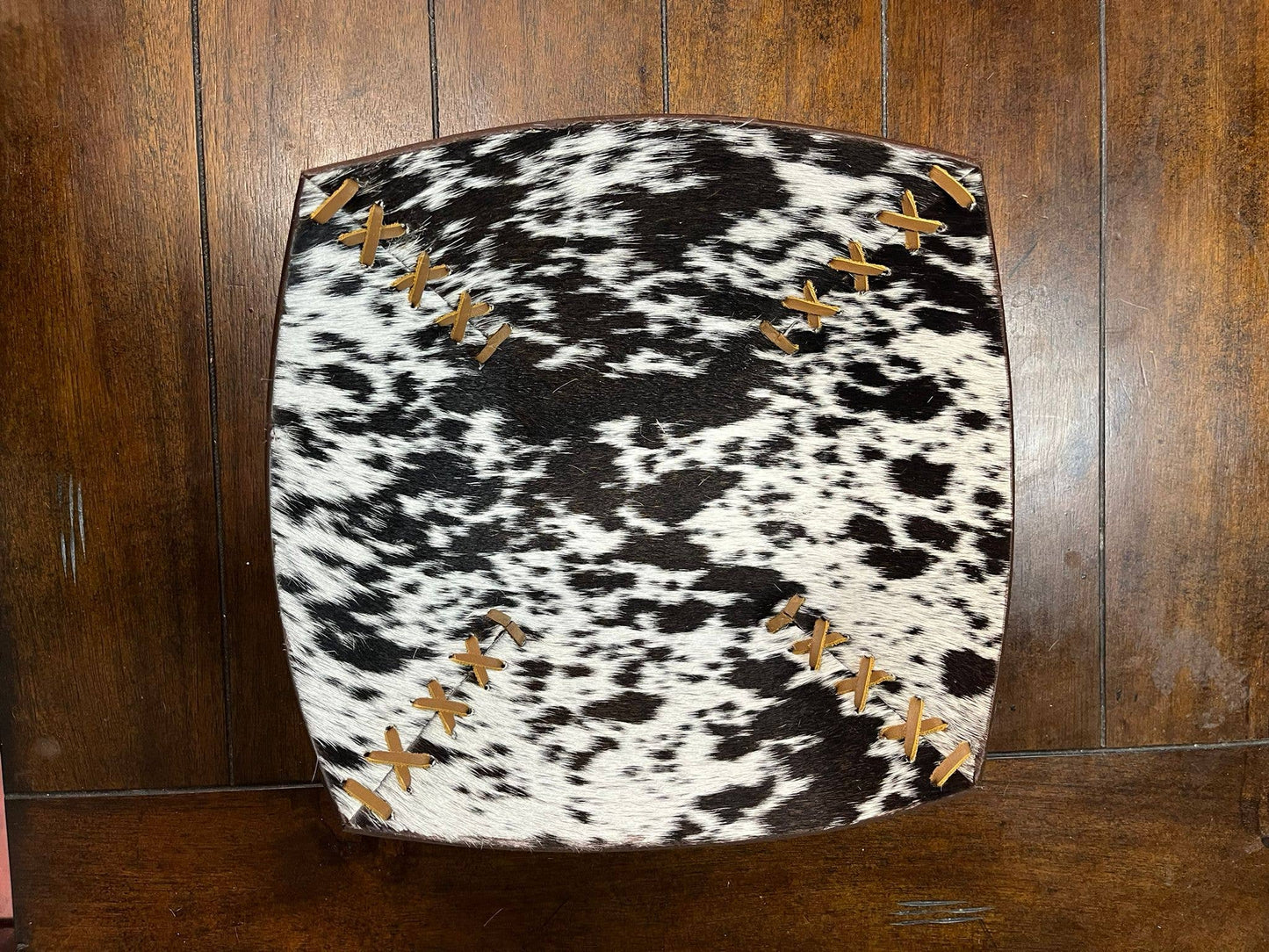 Cross Stitched Large Cowhide Bowl